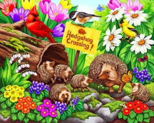 Hedgehogs Family Paint by numbers