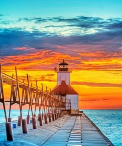 Lighthouse Sunset Paint by number