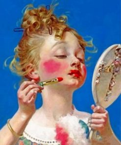Little Girl Doing Make Up Paint by numbers