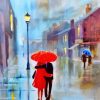 Lover Under Red Umbrella Paint by numbers