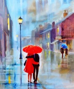 Lover Under Red Umbrella Paint by numbers