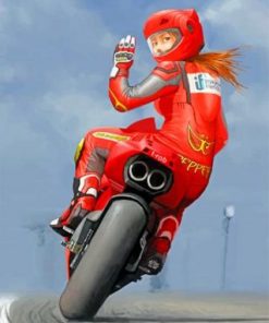 Motorcyclist Girl Paint by numbers