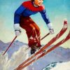 Skiing Girl Jump Paint by numbers