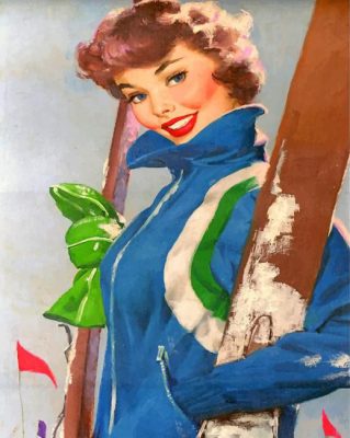 Skiing Girl Paint by numbers
