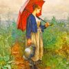 Vintage Girl With Umbrella Paint by numbers
