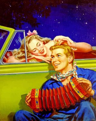 Vintage Lovers Under The Night Stars Paint by numbers