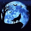 Wolf With Moon Silhouette Paint by numbers