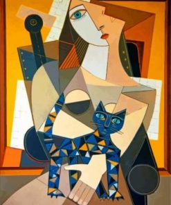Woman And Her Kitty Paint by numbers