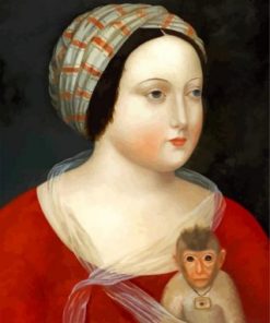 Woman And Her Little Monkey Paint by numbers