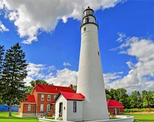 Fort Gratiot Lighthouse Michigan Paint by numbers