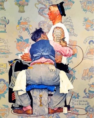 Norman Rockwell With The Tattoo Guy paint by numbers