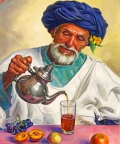 Old Moroccan Man Pouring Tea paint by numbers