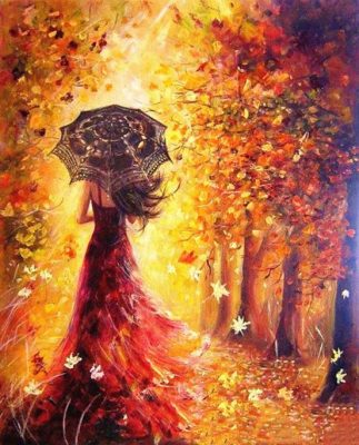 Woman Enjoying The Autumn Paint by numbers