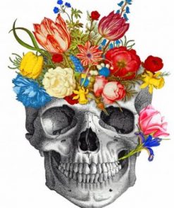 Aesthetic Floral Skull paint by numbers