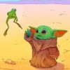 Baby Yoda And The Frog Paint by numbers