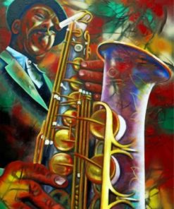 Black Man Playing Saxophone Paint by numbers
