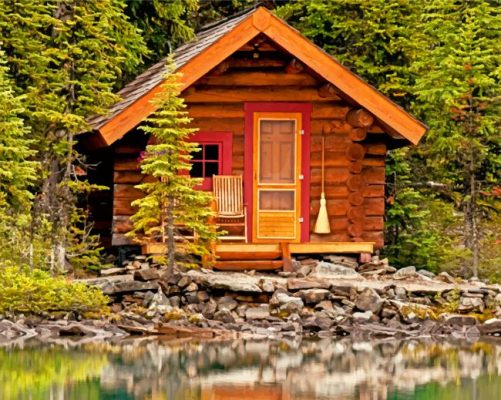 Cabin By Lake paint by numbers