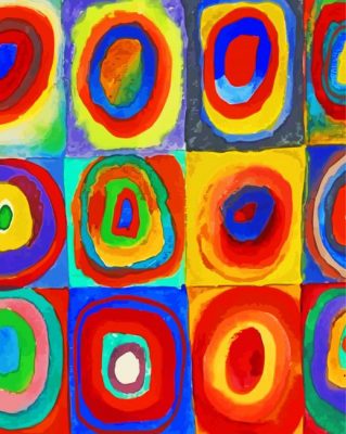Color Study Squares with Concentric Circles Paint by numbers