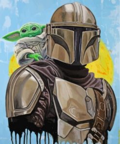 Mandalorian And Cute Baby Yoda Paint by numbers