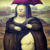 Fat Mona Lisa Holding An Umbrella Paint by numbers