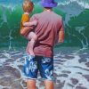 Father And Son On The Beach Paint by numbers