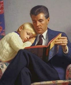 Father And Son Reading A Story Paint by numbers