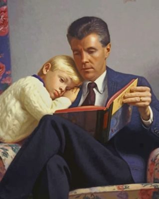 Father And Son Reading A Story Paint by numbers