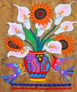 Flowers And Birds Mexican Folk Art Paint by numbers