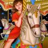 Girl On A White Carousel Paint by numbers