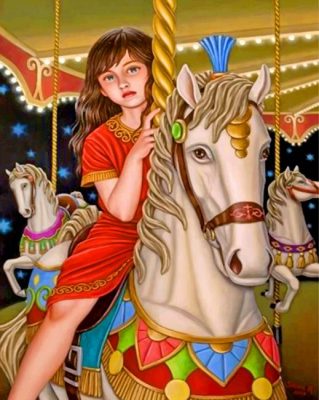 Girl On A White Carousel Paint by numbers