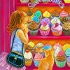 Girl Watching Cupcakes Paint by numbers