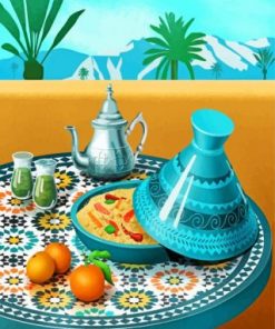 Moroccan Tajine And Mint Tea Paint by numbers