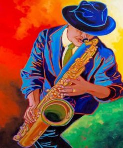 Saxophonist Man paint by numbers