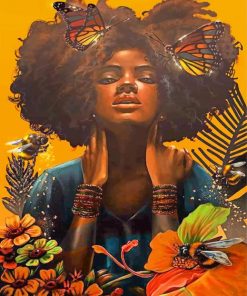 African-Woman-And-Butterflies-paint-by-number