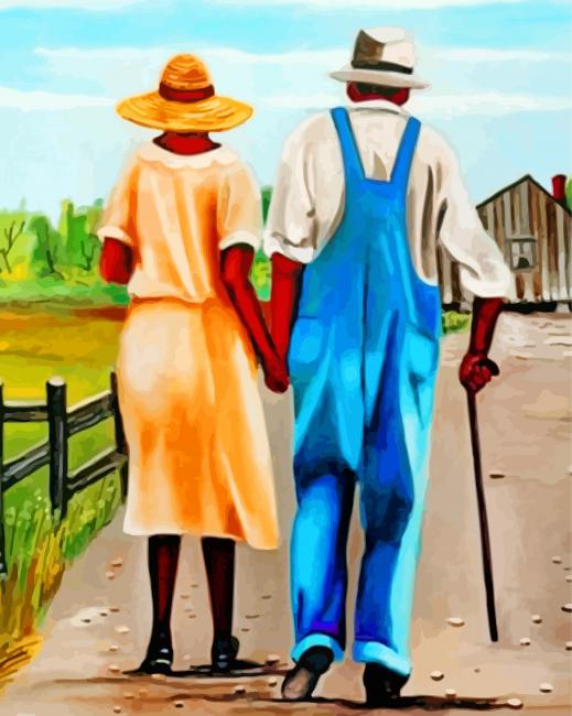 Black Old African Couple paint by numbers