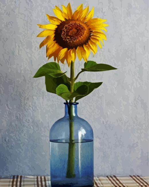 Yellow Sunflower Vase panels paint by numbres