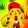 Pikachu Smoking Weed paint by numbers