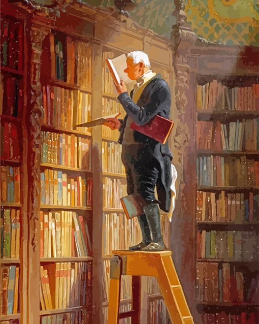 the bookworm by spitzweg paint by number