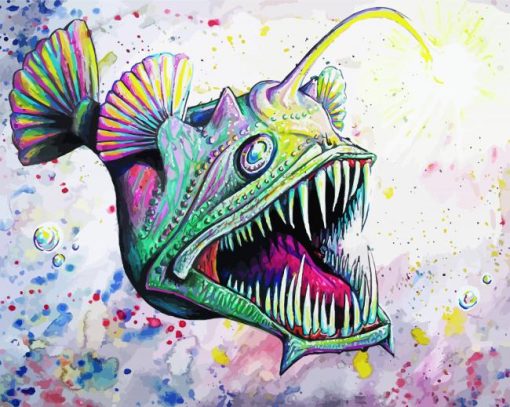 Colorful Anglerfish paint by numbers
