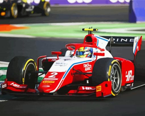 Formula 2 Race Car paint by number