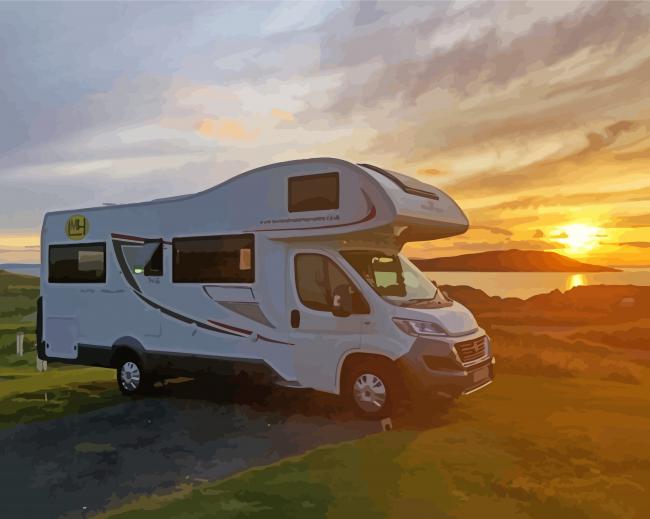 Motorhome Sunset paint by numbers