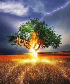 Aesthetic Lightning Tree paint by numbe