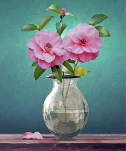 Camellia Flowers Vase paint by numbe