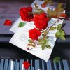 Red Flowers And Piano paint by numbe