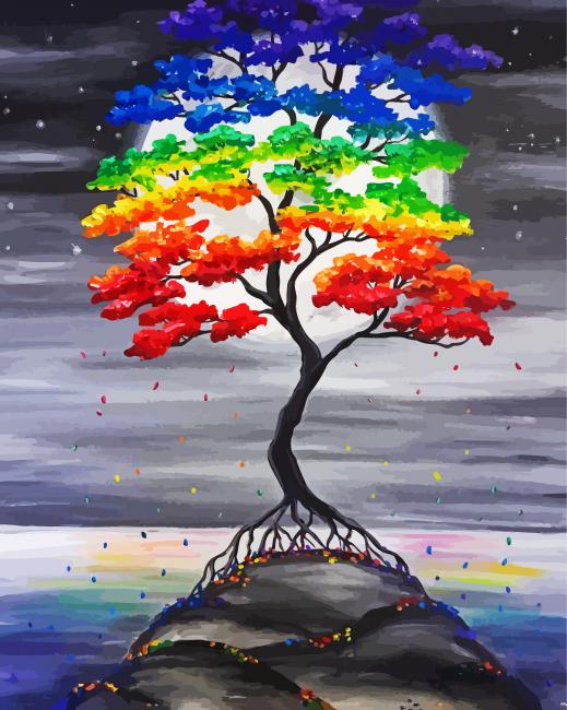 Colorful Bonsai Tree paint by number