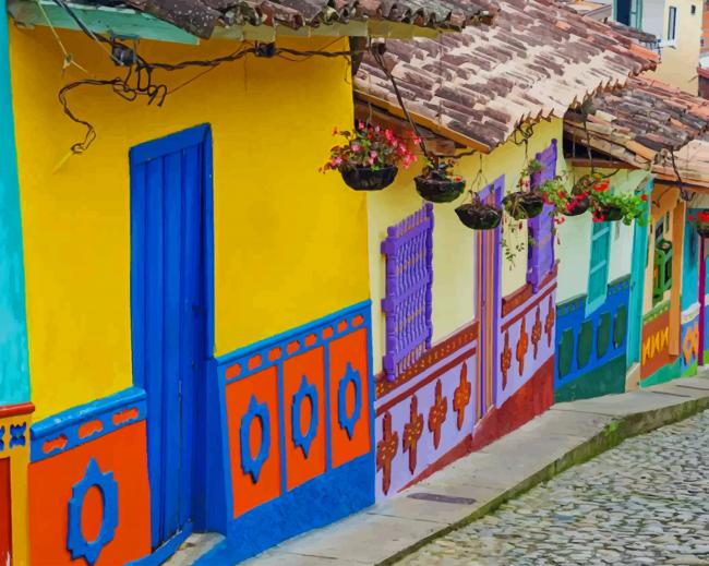 Bright Little Houses In Colombia Paint By Numbers