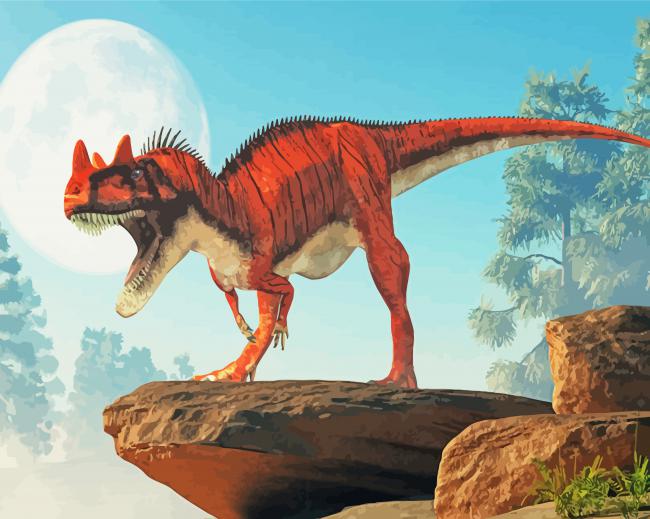 Red Ceratosaurus paint by numbers