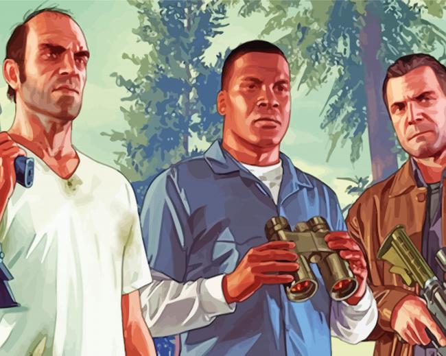 Grand Theft Auto Gang paint by numbers