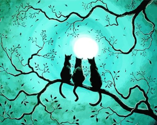 Cats Sitting On Branch paint by number