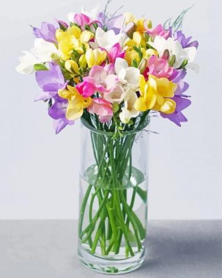 Freesias In Vase  paint by number